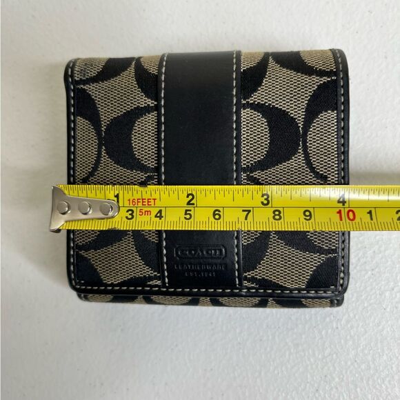 Coach Signature C Logo Classic Black Brown Bifold Wallet Leather Canvas Women - Picture 10 of 10